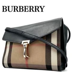 美品】現行 BURBERRY マッケン ハウスチェック クロスボディバッグ 黒 
