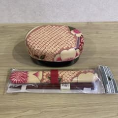 可愛い！ピンク　和風花柄デザイン　二段弁当箱とお箸セットのサムネイル
