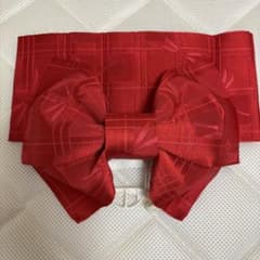 赤のチェックとんぼ柄付け帯のサムネイル
