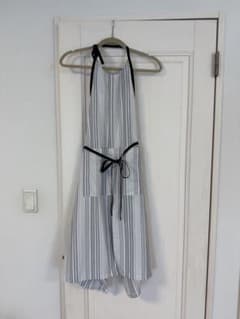 エプロン ＊黒ストライプ（ハンドメイド）薄地のサムネイル
