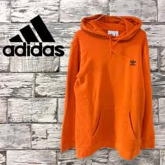 adidas アディダス　ジップアップパーカー　バックロゴ　旧ロゴ　オレンジのサムネイル