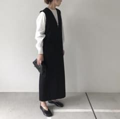 KU-UM×tomo フラノウールワンピース　short ネイビーのサムネイル