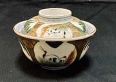 古伊万里 蓋付椀 煮物椀 染付金彩 骨董 明治期 有田焼 松 鶴 向付