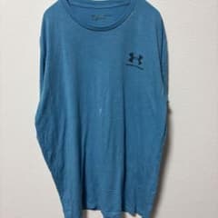 アンダーアーマー メンズTシャツ クルーネック ロゴ MD 青 綿ポリエステル