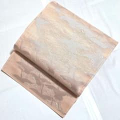 A◇着物くつろぎ 夏物 西陣織 鶴 瑞鳥 銀糸 六通 正絹 薄物 絽 紗 袋帯