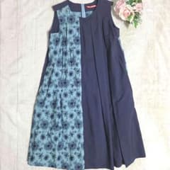 seta ichiro セタイチロウ ワンピース 刺繍 紺 ノースリーブワンピ 
