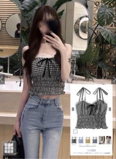GRL チェック柄リボンレースキャミソール [tg838]のサムネイル