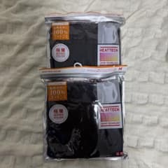 ユニクロ極暖ヒートテックコットンUネックT（八分袖）Mサイズブラックのサムネイル