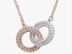 ◎*様 スワロフスキー ネックレス 2連 ダブルリング シルバー ローズ 
