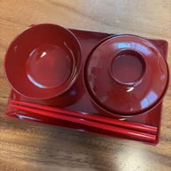 お食い初め 食器セット 朱色 5点セットのサムネイル