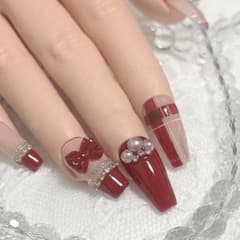 翌日発送】即購入OK♡現品ネイルチップ 赤 チェック 量産型 推し活