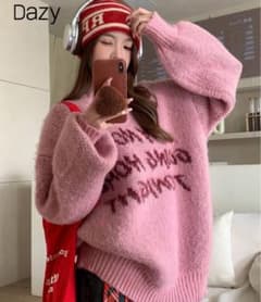 SHEIN Dazy ピンク カジュアル ニットセーター JP-S(S)のサムネイル