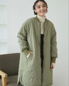 【軽量・暖か】anchic 中ボア キルティングロングコート カーキ Mのサムネイル