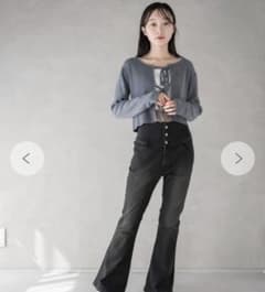 ハイウエスト フレアデニムパンツ ブラック　wego