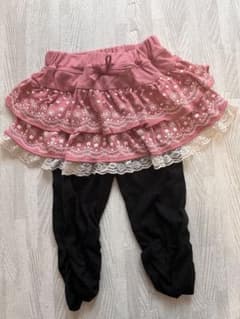 フリル付きスカート　スカッツ　100cm ピンク　フリフリ　花柄のサムネイル
