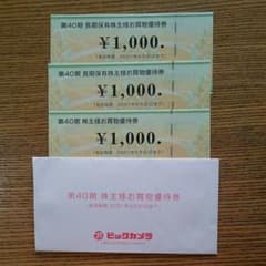 ビックカメラ 株主優待券 3000円のサムネイル