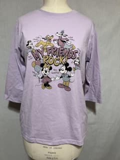 ディズニー　ミッキーマウス　七分袖　Tシャツ　ラベンダー　【Ｍサイズ】