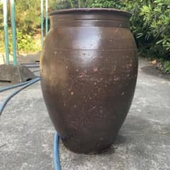 訳あり。時代物 陶器 古い壺 。茶褐色。和モダン 51センチ。小型