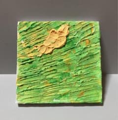 ミニキャンバス アクリル 抽象画 黄緑 - メルカリ