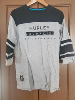 Hurley 七分袖Tシャツ グレー×ブラック L