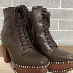 moussy 厚底レースアップブーツ ウッドソール　ブラウン Lサイズのサムネイル