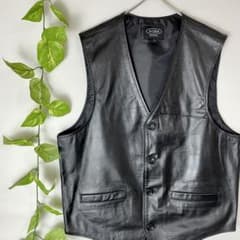 極美品/希少XLサイズ✨HORN WORKS 本革 レザーベスト ジレ LL 黒