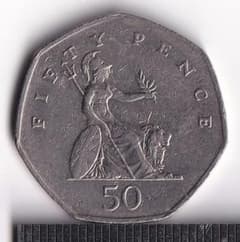 硬貨】イギリス50ペンス：2000年一般デザイン(ブリタニア) エリザベス