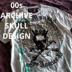 y2k グランジ ダークコア スカル V系 お兄系 Tシャツ 骸骨 スタッズ