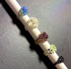 ハンドメイド ビーズリング 5点セット