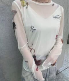 美品【AMERI】LITTLE FUNNY FACE SHEER TOP LITTLE FUNNY FACE SHEER TOP アイボリー - メルカリ