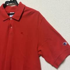 【美品】Champion チャンピオン ポロシャツ Lサイズ レッド 刺繍ロゴのサムネイル
