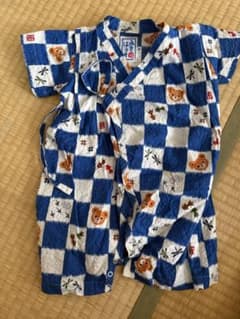 【ミキハウス】ベビー甚平 青と白 チェック柄 Sのサムネイル