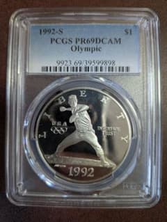 1992 アメリカ オリンピック記念銀貨 野球 PCGS PR69DCAM 1992 アメリカ オリンピック記念銀貨 野球 PCGS PR69DCAM - メルカリ