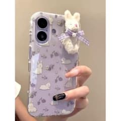 うさぎモチーフ付き iPhoneケース パープルiPhone17のサムネイル