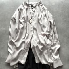 美品 カオス サイドスリット バンドカラー シャツ グレージュ 洗える 