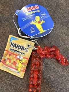 HARIBO TAITO限定 グミチャーム ゴールドベア キーホルダー レッド
