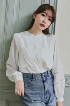 Alline Lace Blouse Herlipto white S - メルカリ