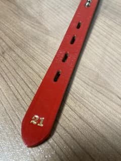 新品未使用 日本製 本革 レザー 赤 レッド 中型犬 首輪 サイズ21のサムネイル