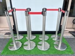 移動ローラー付ベルトパーテーションポールスタンド8本セット 引取り