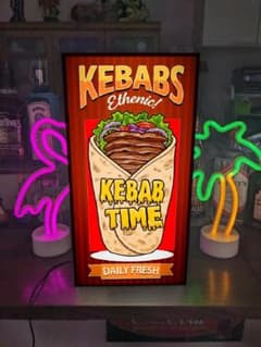 Lサイズ】ケバブ 焼肉 エスニック 看板 置物 アメリカン雑貨 ライトBOX