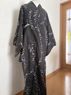 洗える着物 小紋 黒　絽のサムネイル