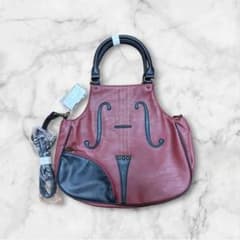 希少・美品】バイオリン型 2way ショルダーバッグ レザー ボルドー 