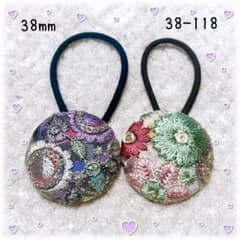 38-118くるみボタンヘアゴム 2個セット インド刺繍リボン 花柄 - メルカリ