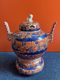 1068  有田焼・伊万里焼の陶器高級香炉　桜楼閣絵　陶芸家 藤井錦彩　美品 m76558773373_1.jpg?1690848296