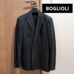 BOGLIOLI ネイビー ダブルブレスト テーラードジャケット ダークブルー ダブルブレスト テーラードジャケット - メルカリ
