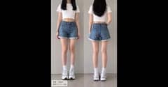 デニムショートパンツ ブルー 150cmのサムネイル