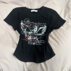 Y R Z S 天使プリント 半袖Tシャツ ブラック y2k 平成 グランジのサムネイル