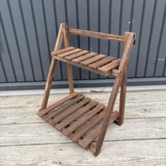 北欧レトロ】無垢材 木製 折りたたみラック 飾り棚 2段 昭和レトロ