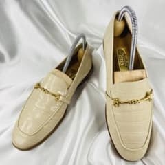 [미품] Le Taion GRISE 악어 형 푸시 비트 로퍼 23cm