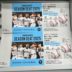 8/23 巨人vs横浜 スカイシート 2枚セット（2連番） 8/1 東京ドーム 巨人vs横浜 三塁側スカイシートC ペア2枚連番 通路側